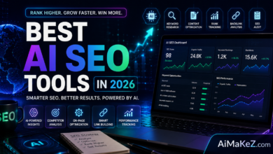 Best AI SEO Tools in 2026 featured image showing AI-powered SEO dashboard, keyword research tools, backlink analysis, rank tracking, content optimization, and futuristic digital marketing technology with the title "Best AI SEO Tools in 2026".