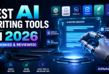 Best AI Writing Tools in 2026 ranked and reviewed featuring AI content generation, writing assistants, futuristic technology interfaces, and advanced artificial intelligence tools.