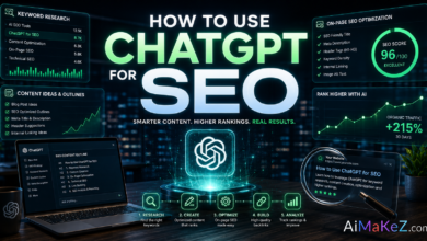 How to Use ChatGPT for SEO featured image showing a futuristic SEO dashboard with AI-powered keyword research, content optimization, search analytics, neural networks, and the title "How to Use ChatGPT for SEO".